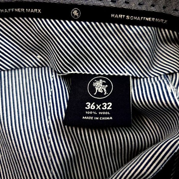 DAMAGED Hart Schaffner Marx Wool Blue Mid Rise Flat Front Dress Pants 38/32 - Picture 5 of 7